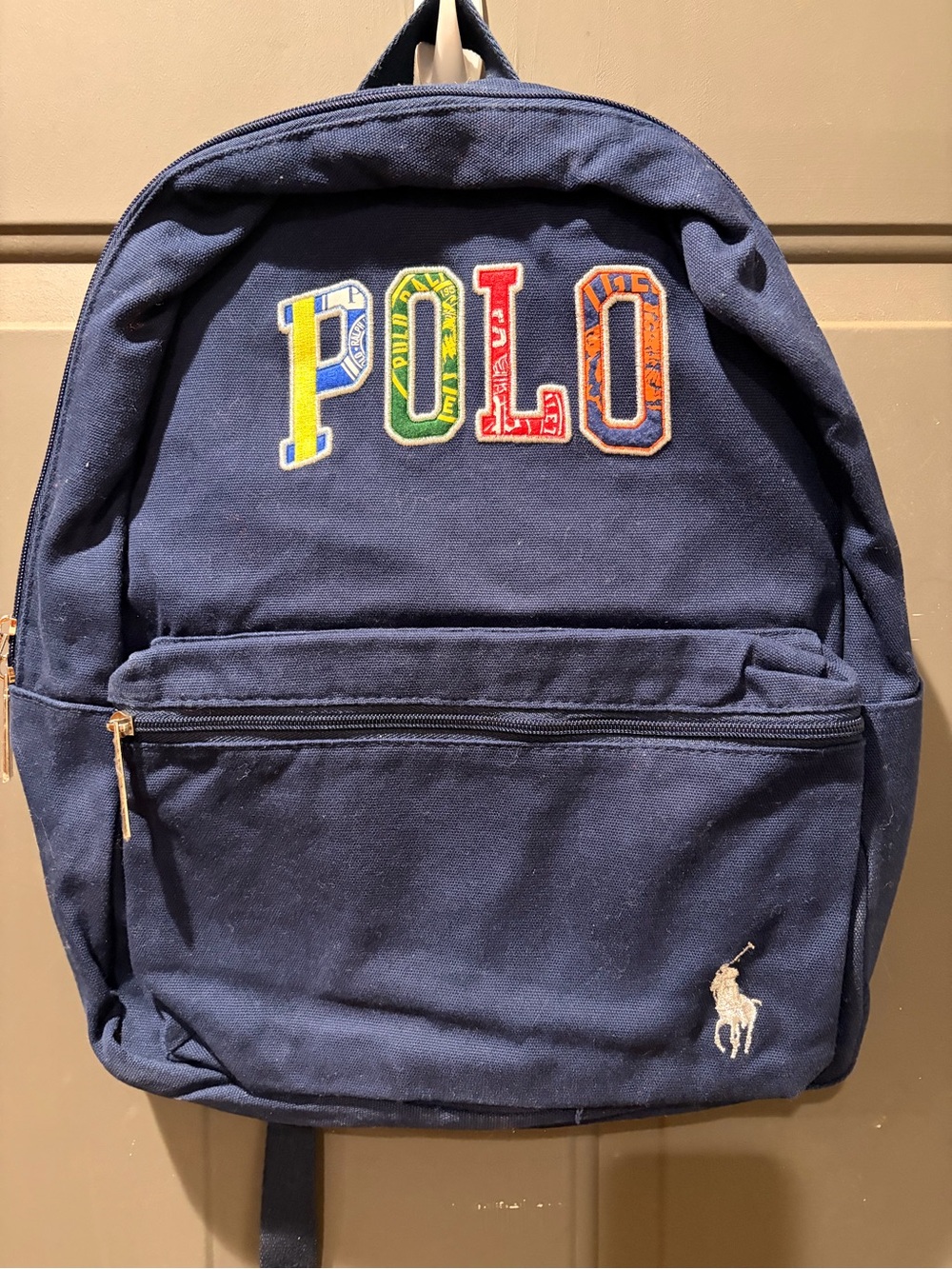 Polo Navy Backpack with Color-Block Lettering - Picture 2 of 6